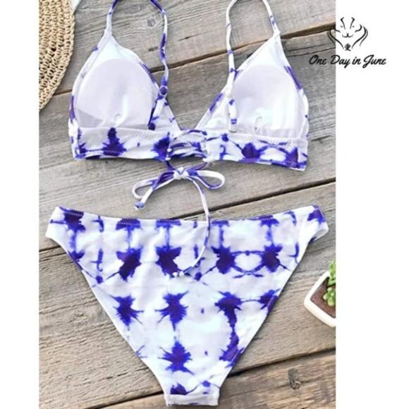 CUPSHE Cosy Bay Lace Up Back Adjustable Bikini Size M - Picture 2 of 3